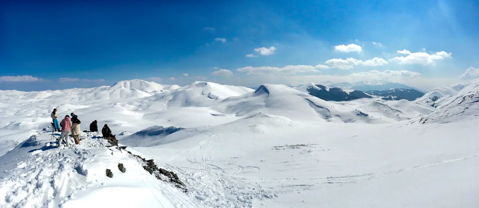 The snow-covered landscape and lake at Mavrovo in winter
