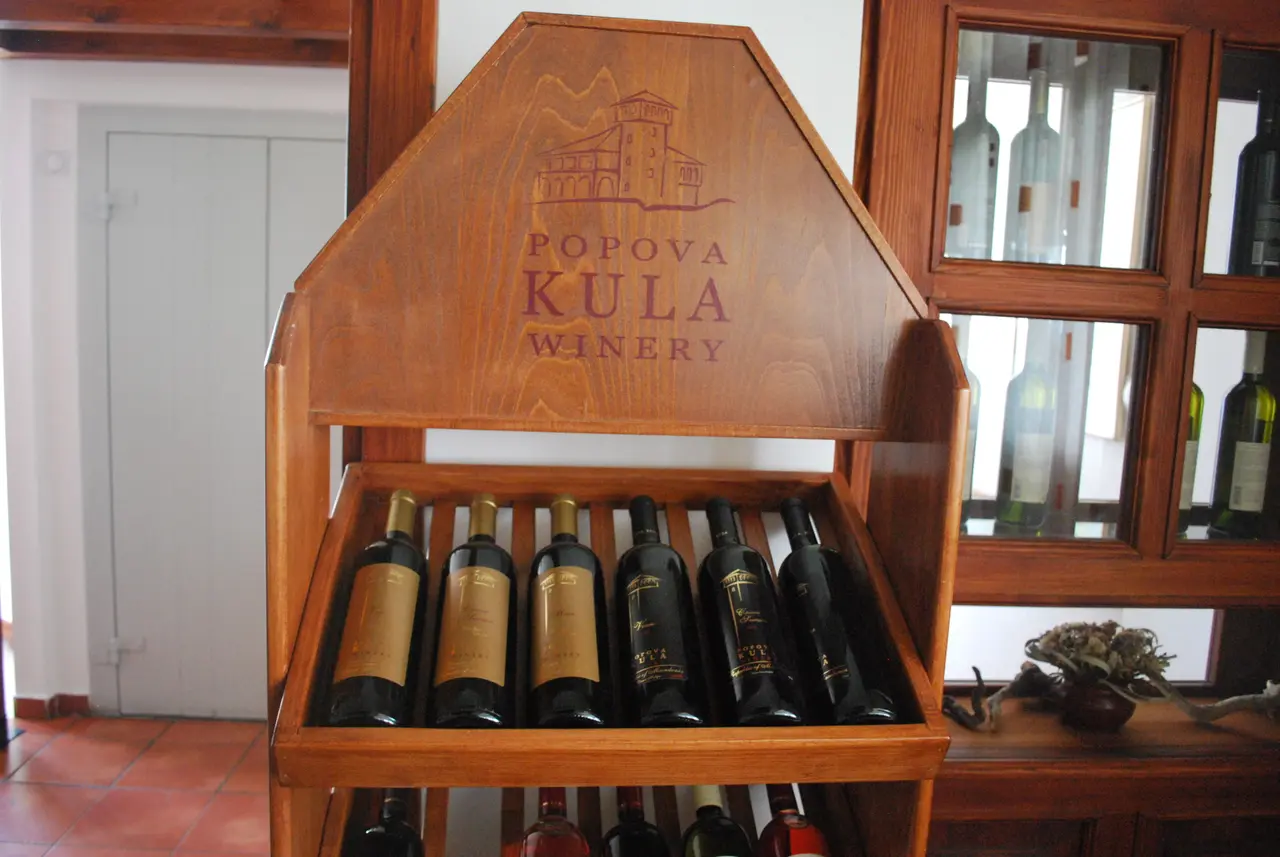 The Popova Kula winery and hotel building among vineyards at Demir Kapija