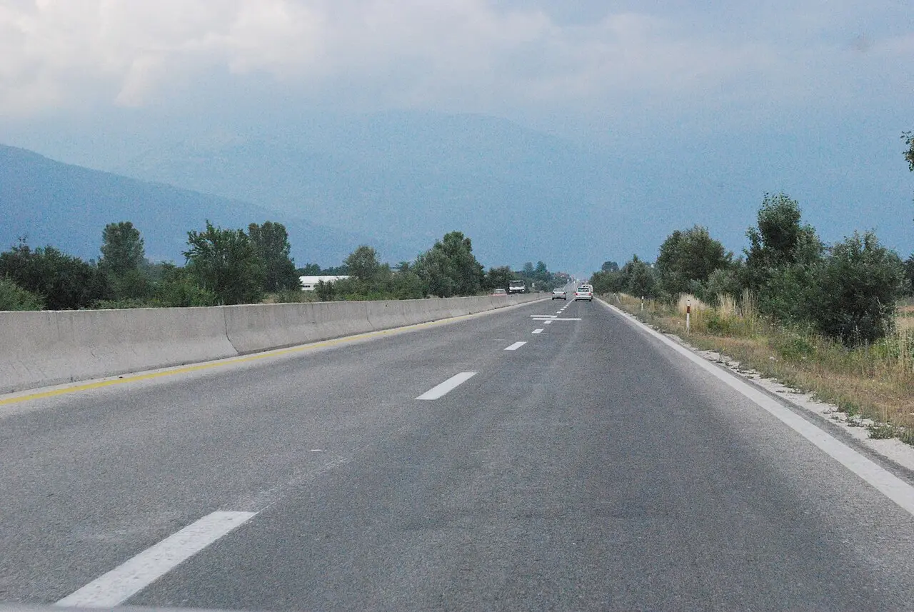 A toll motorway in North Macedonia with light traffic