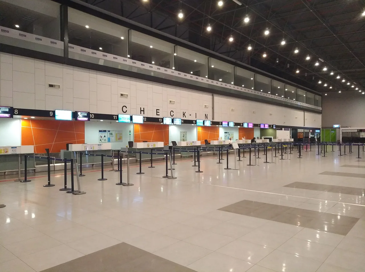 Check-in desks inside Skopje International Airport