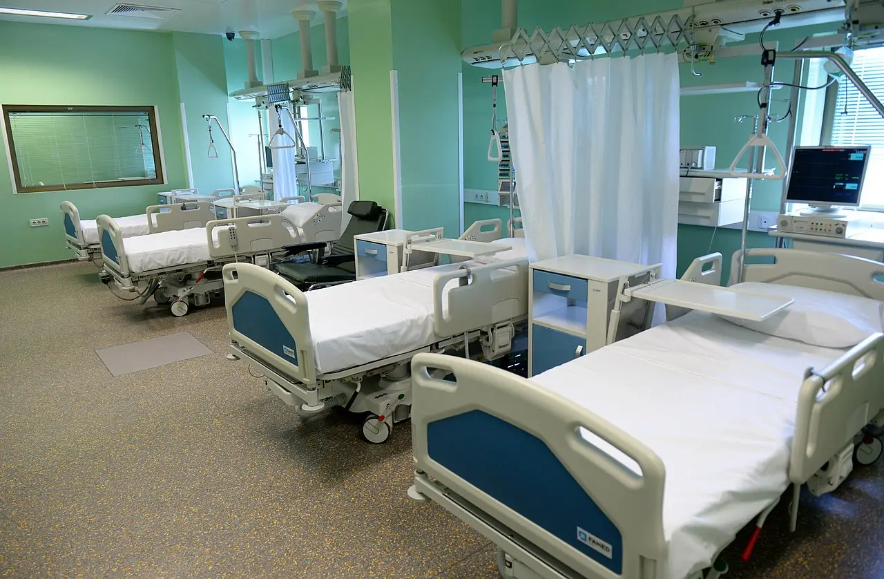 Trauma department corridor and reception area at City General Hospital 8 September in Skopje