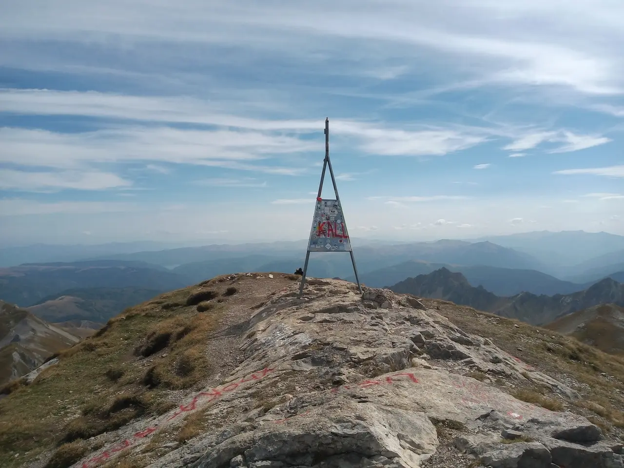 The summit area of Mount Korab, the highest peak of North Macedonia and Albania