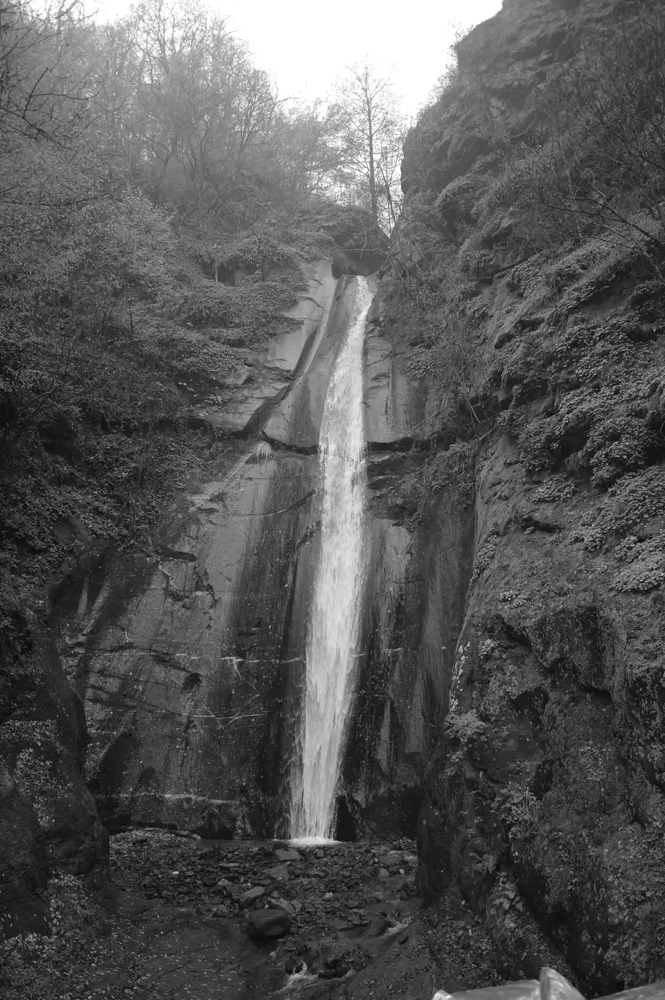 The Smolare waterfall dropping through forest in the Belasica mountains near Strumica