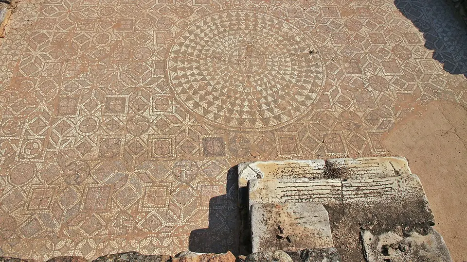 The large circular early-Christian floor mosaic at Heraclea Lyncestis near Bitola