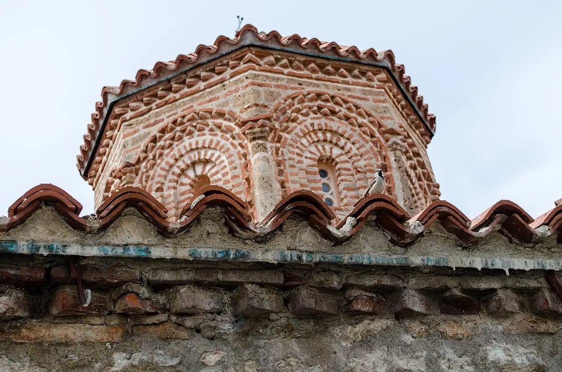 The church buildings inside the St. Naum monastery complex above Lake Ohrid
