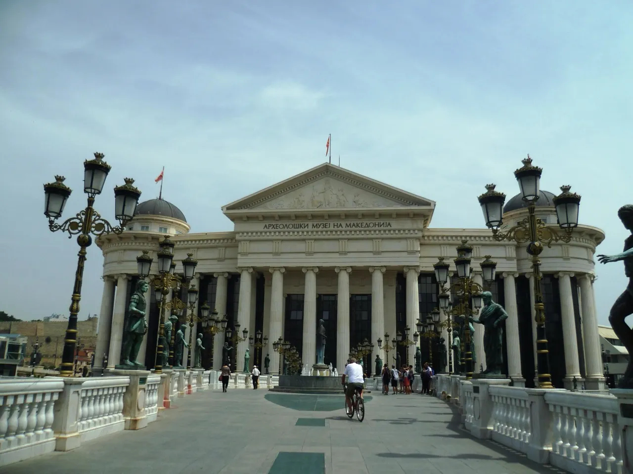 Ancient stone sculpture displayed inside the Archaeological Museum of North Macedonia