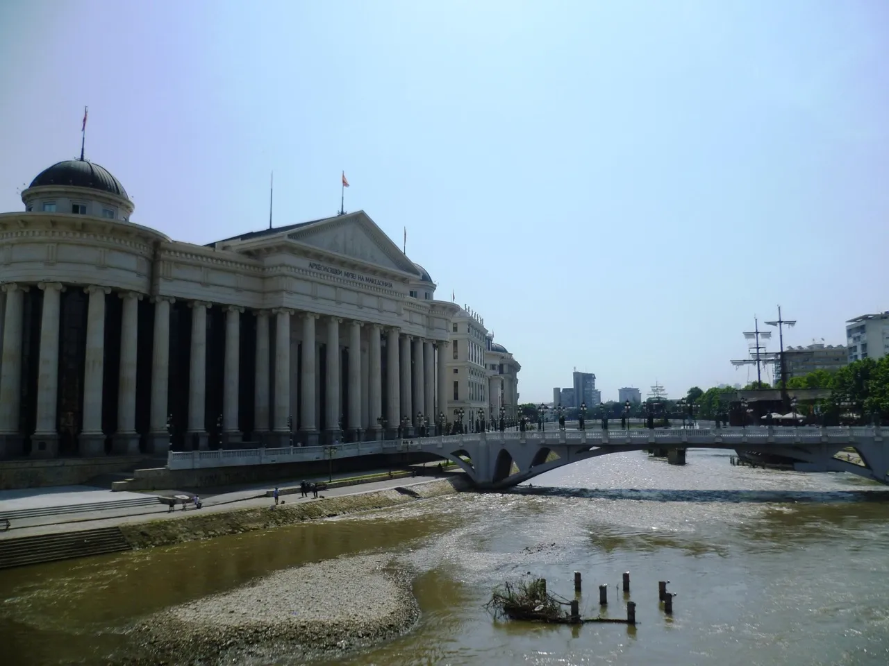 A gallery of ancient sculptures inside the Archaeological Museum of North Macedonia
