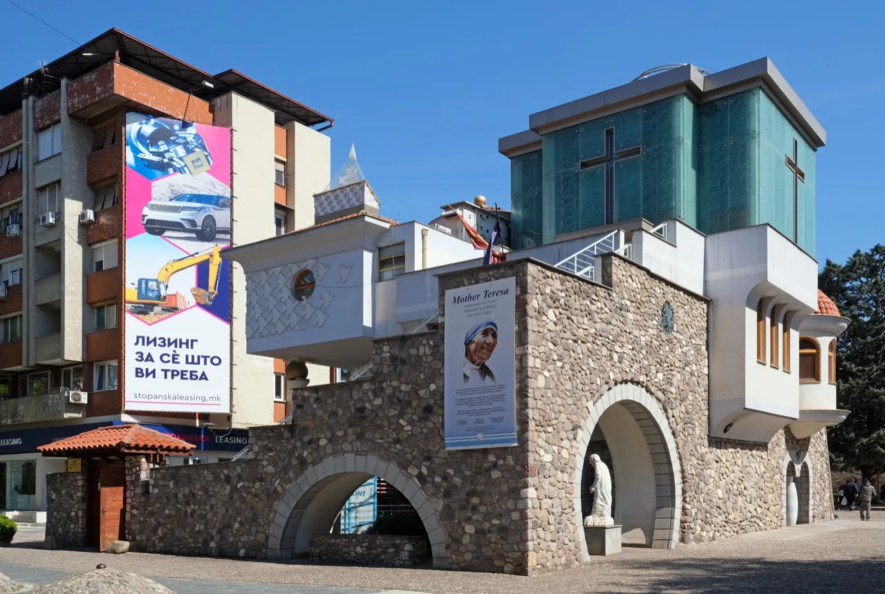 The modern memorial house dedicated to Mother Teresa in central Skopje