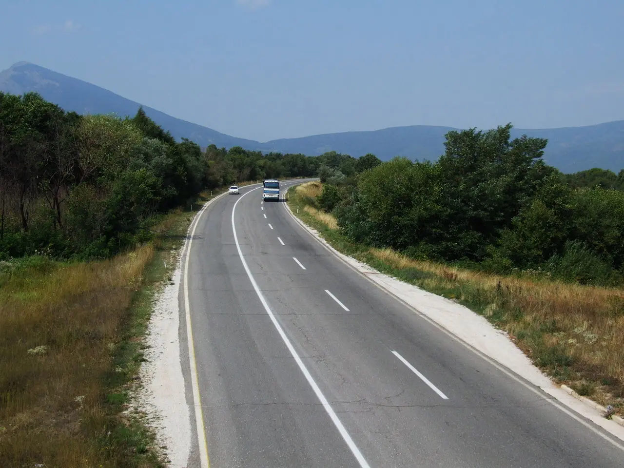 A national road winding through the hills of southern North Macedonia near Bitola