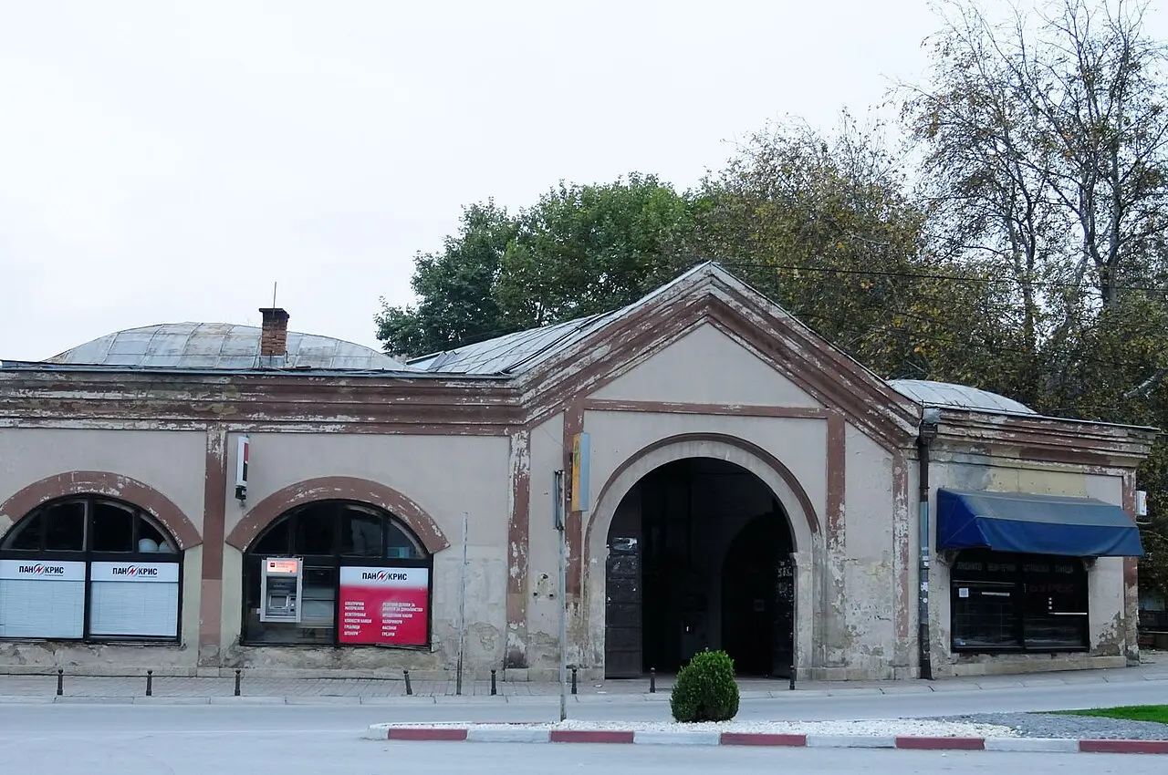 The domed stone exterior of the Ottoman-era Bezisten covered market in Bitola