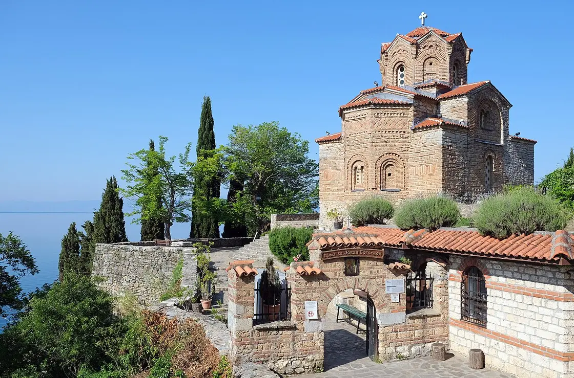 The Church of St. John at Kaneo on its cliff terrace above Lake Ohrid