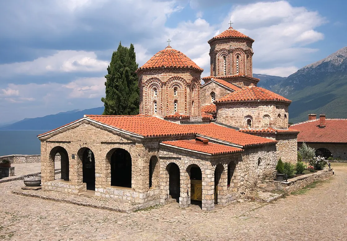 The domed stone church of the Monastery of St. Naum above Lake Ohrid