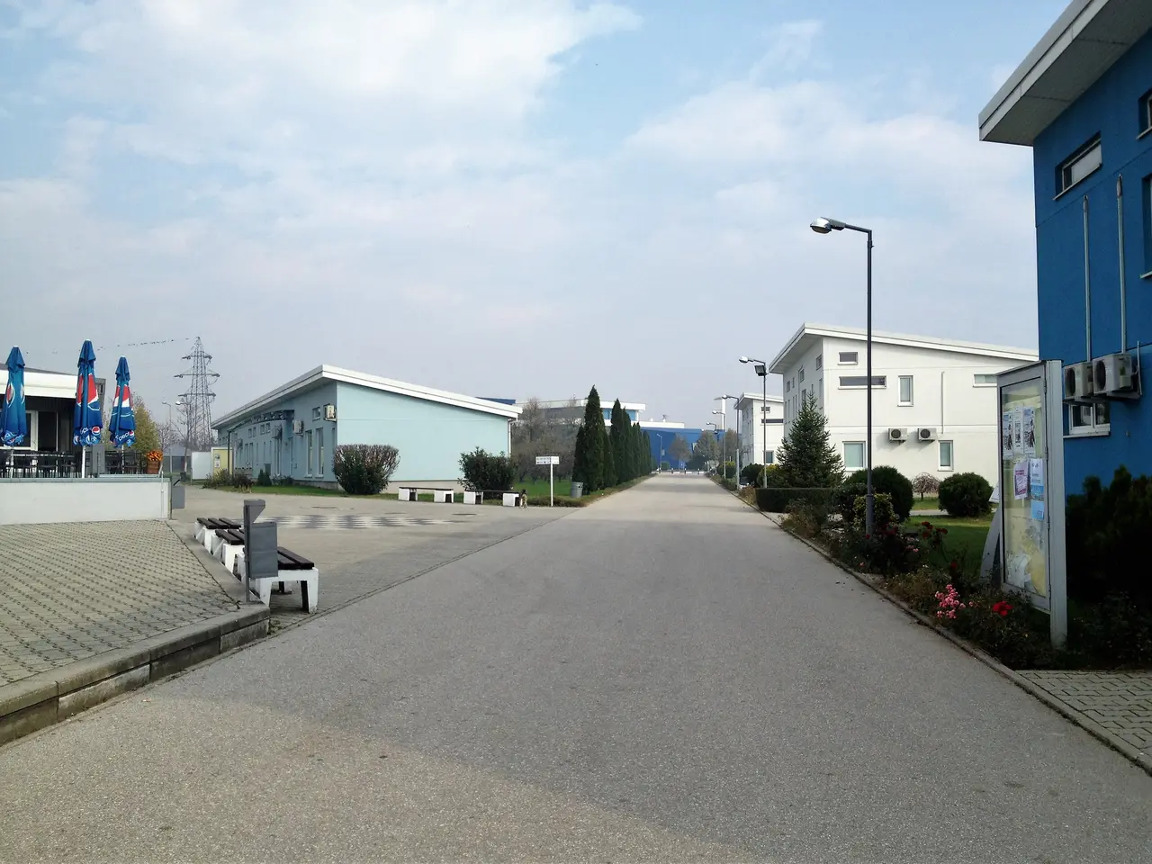 The low modern buildings and landscaped paths of the South East European University campus in Tetovo